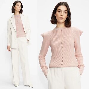 NWT TED BAKER Ballerina Pink Knit Crewneck‎ Structured Sleeve Pullover Sweater S